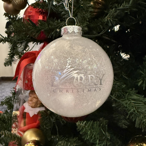 Barry Christmas White Glitter Ornament-Shop Manilow