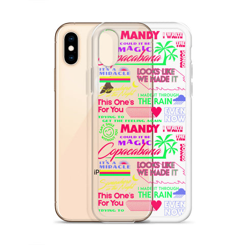 MANILOW Neon Song Titles white iPhone Case-Shop Manilow