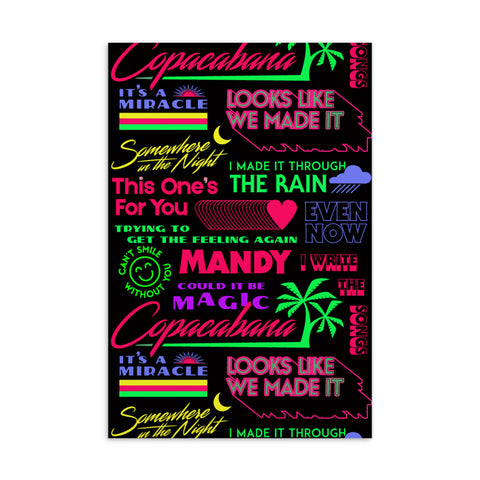 MANILOW Neon Titles Postcard-Shop Manilow